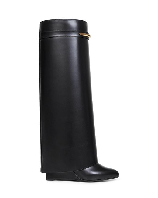 Givenchy Black Leather Shark Pinch Knee-High Boots