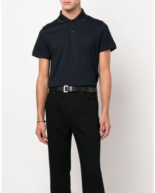 Saint Laurent Blue Cassandre Ysl Logo Polo Shirt Clothing & T-Shirts for men