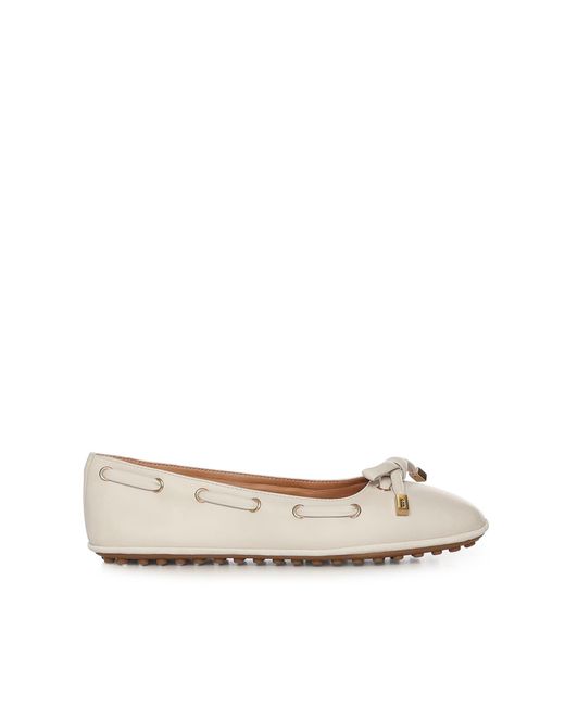 Tod's White Tods Flat Shoes Lambskin