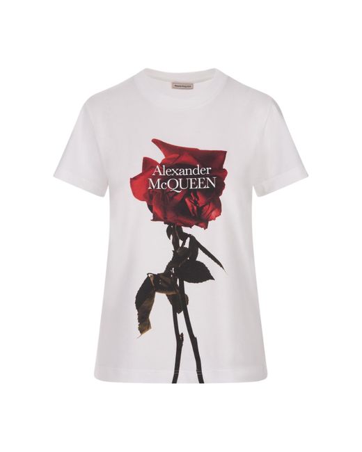 Alexander McQueen White Shadow Rose T-Shirt
