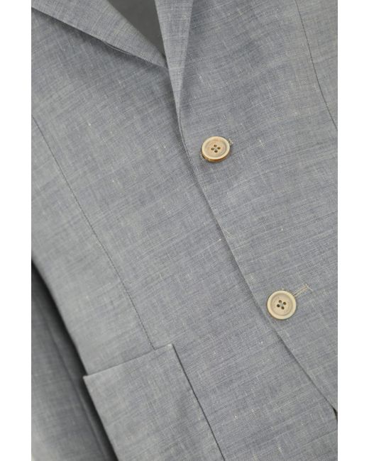 Eleventy Gray Single-Breasted Linen And Wool Suit for men