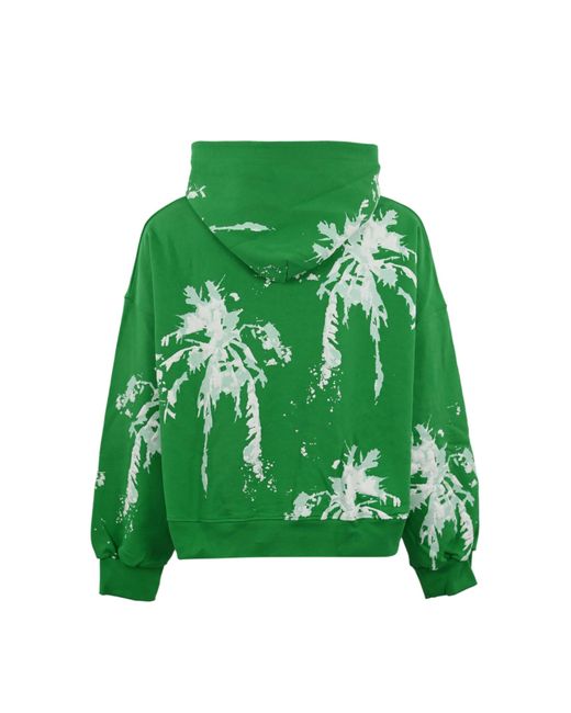 Barrow Green Cotton Sweatshirt With 3D Palms Print for men