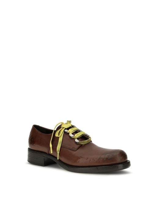 Prada Brown Lace-Up Loafers Antique Leather Calf Shoes