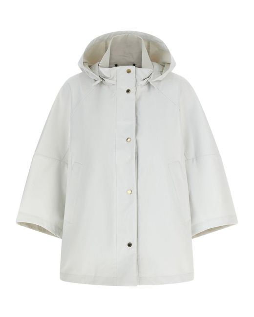 Moorer Gray Water-Repellent Technical Fabric Raincoat