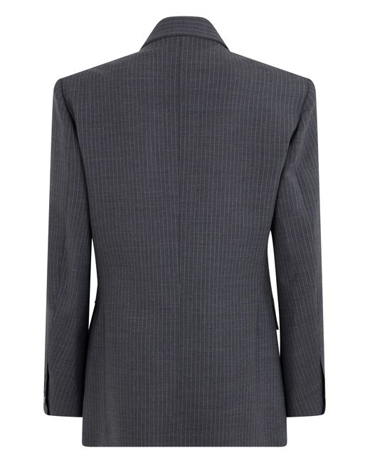 Coperni Black Blazer Double-Breasted Pinstriped Polyamide Blazers