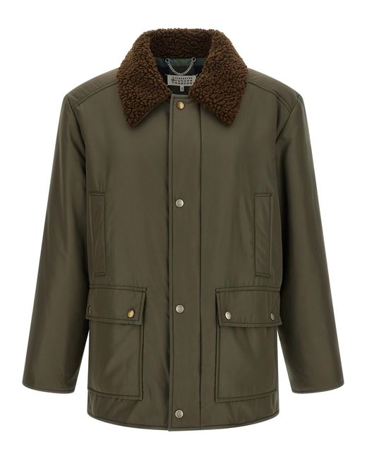 Maison Margiela Green Shearling Collar Parka for men