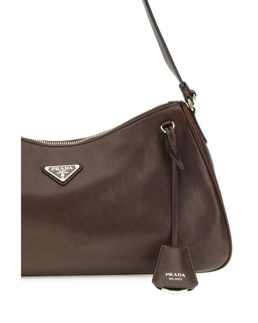 Prada Brown Shoulder Bag Calf Leather Bos Taurus