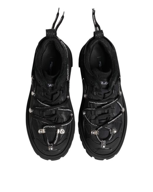 Dolce & Gabbana Black Low Top Lace Up Trekking Sneakers Shoes for men