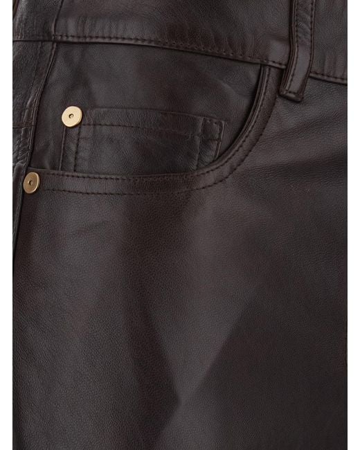 Max Mara Gray Trousers Pesca Leather Lamb