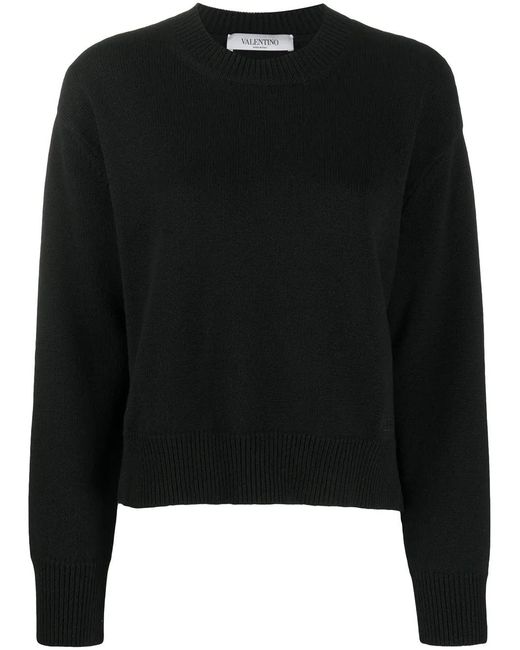 Valentino Black Crew-Neck Cashmere Jumper Clothing