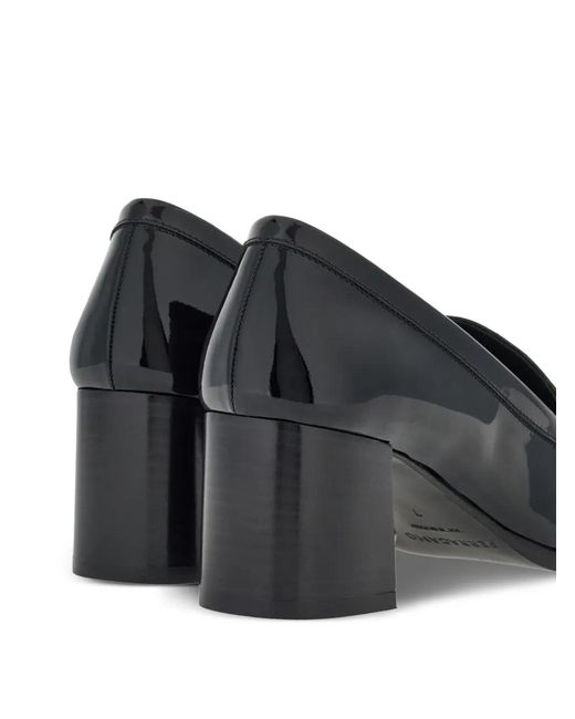 Ferragamo Black Ferragamo 60Mm Gancini-Buckle Patent Leather Pumps