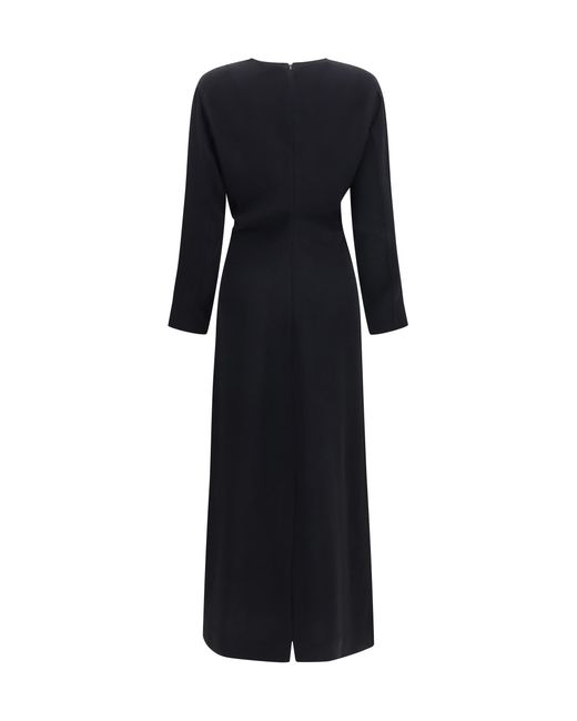 Totême Black Long-Sleeve Low-Waist Dress, Viscose