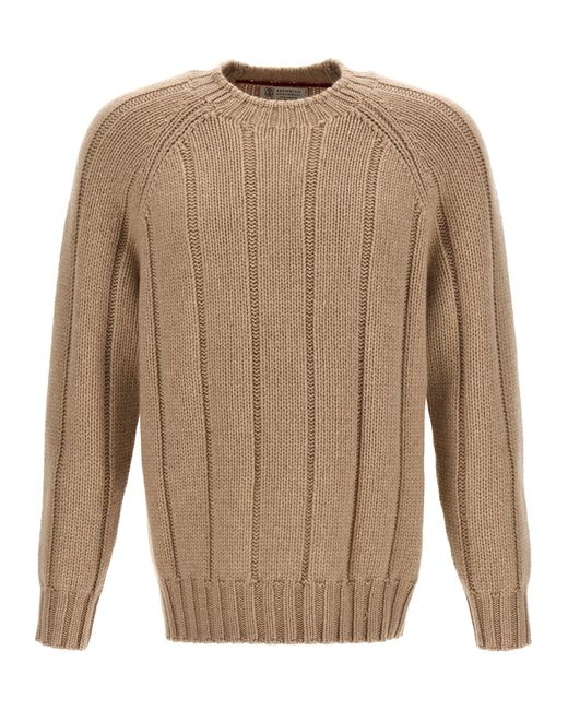 Brunello Cucinelli Brown Ribbed Sweater Sweater, Cardigans for men