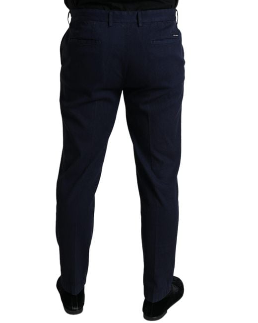 Dolce & Gabbana Dark Blue Cotton Stretch Slim Fit Dress Pants for men