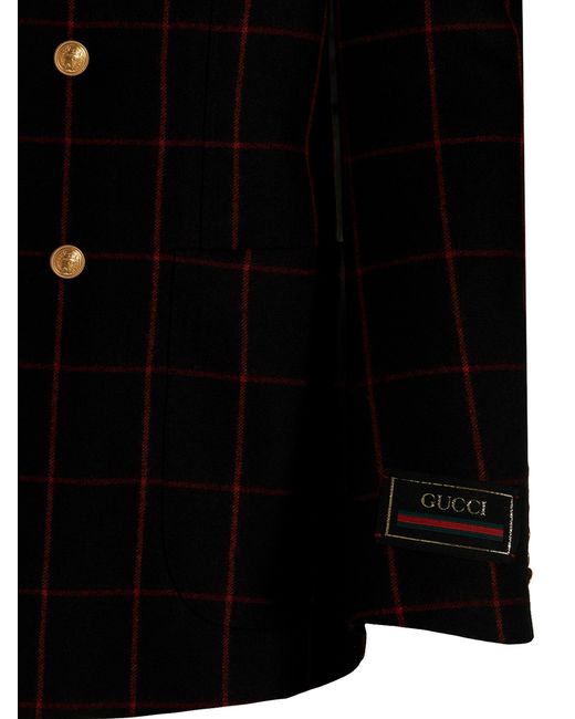 Gucci Black Double-Breasted Check Blazer for men