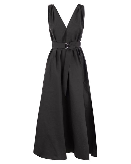 Brunello Cucinelli Black Sleeveless Dress With Monile