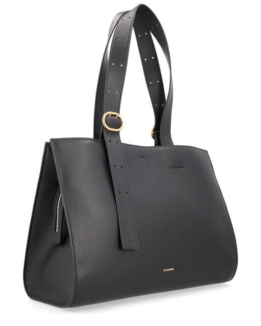 Jil Sander Black Cannoli Tote Bag Leather Handbags