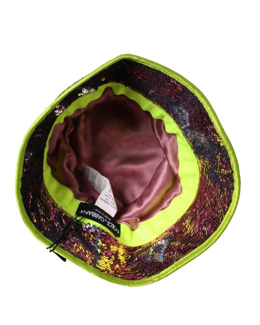 Dolce & Gabbana Red Sequined Bucket Fisherman Capello Hat Cotton Polyethylene Silk for men