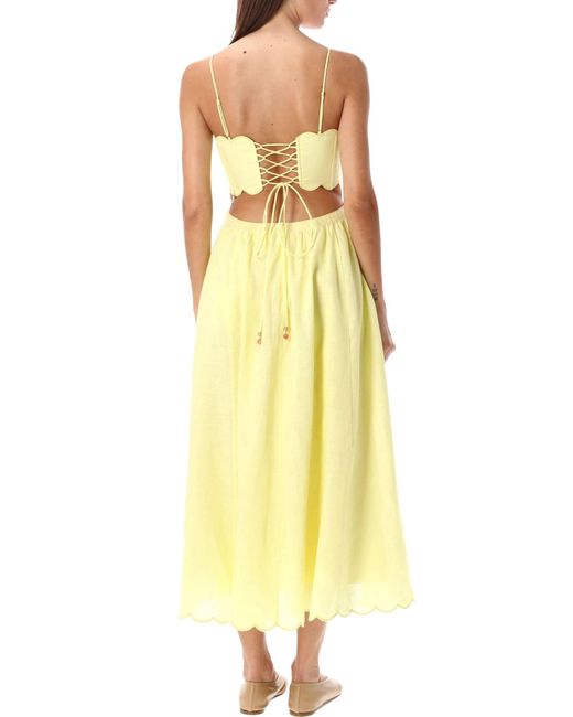 Zimmermann Yellow Halliday Solid Scallop Dress