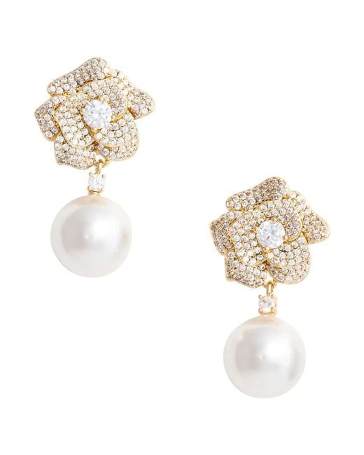 Self-Portrait Metallic Earrings-Coloured Flower Silhouette Metal