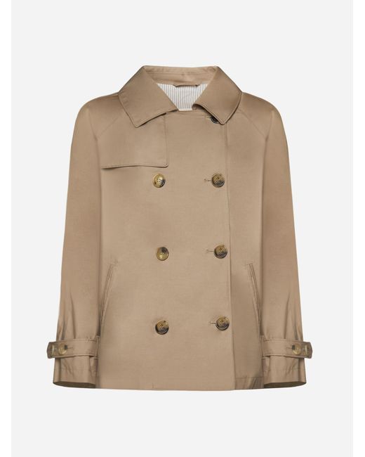 Max Mara The Cube Natural Cotton-blend Double-breasted Trench Coat