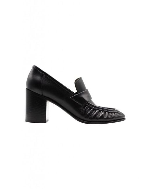 The Row Black Loafer Pump In Leather