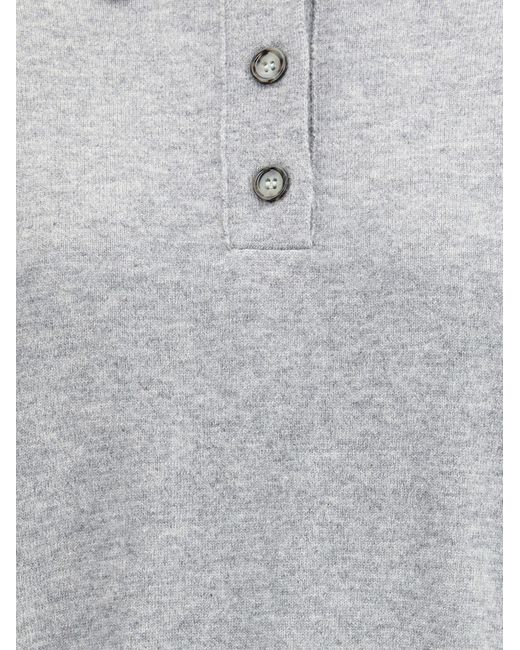 Allude Gray Wool Polo Sweater