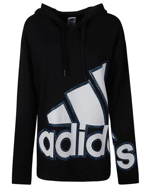 Adidas Black Logo Embellished Hoodie