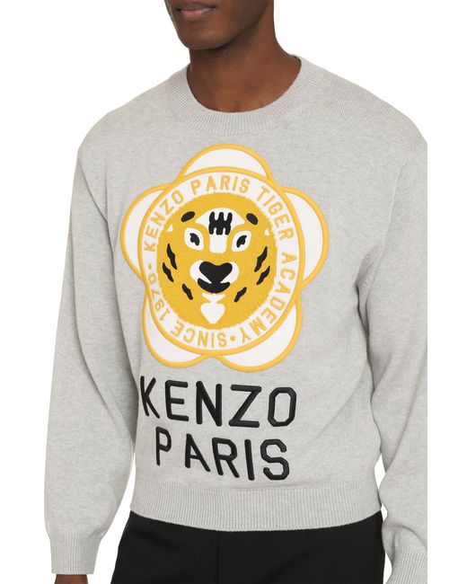 KENZO White Wool-Blend Crew-Neck Sweater Sweatshirts for men