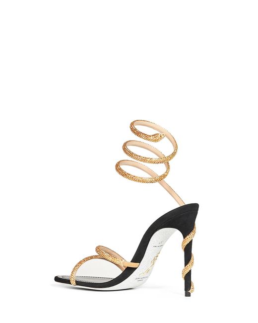 Rene Caovilla Metallic Sandals Margot 105 Crystal Fabric And Leather