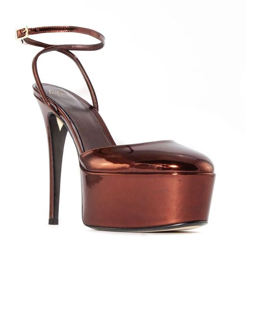 ALEVI Brown Bronze Mirrored Leather Sandal