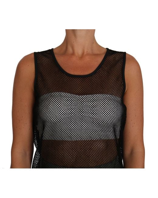 Dolce & Gabbana Black Mesh Transparent Blouse T-Shirt