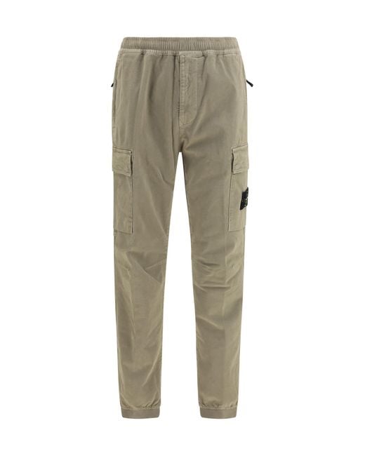Stone Island Gray Cargo Pants With Elasticated Cuffs Cotton; Elastane for men