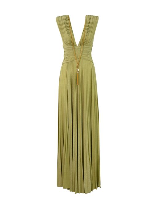 Elisabetta Franchi Green Carpet Dress With Lurex Jersey Necklace