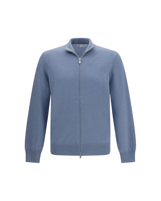 Brunello Cucinelli Blue Pure Cashmere Cardigan Kashmir/Capra Hircus for men