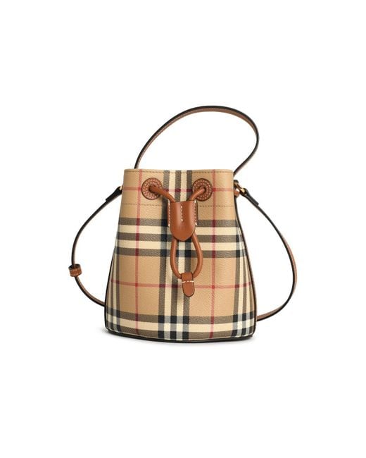 Burberry White 'Check' Mini Bucket Bag