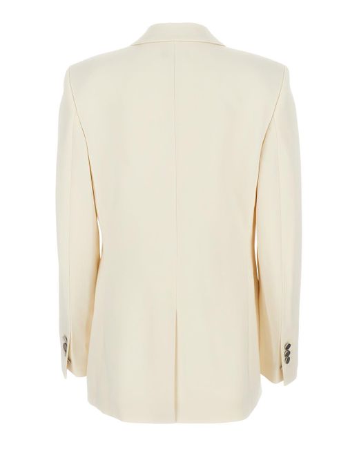 Theory Natural Ivory Single-Breasted Blazer With Classic Lapels