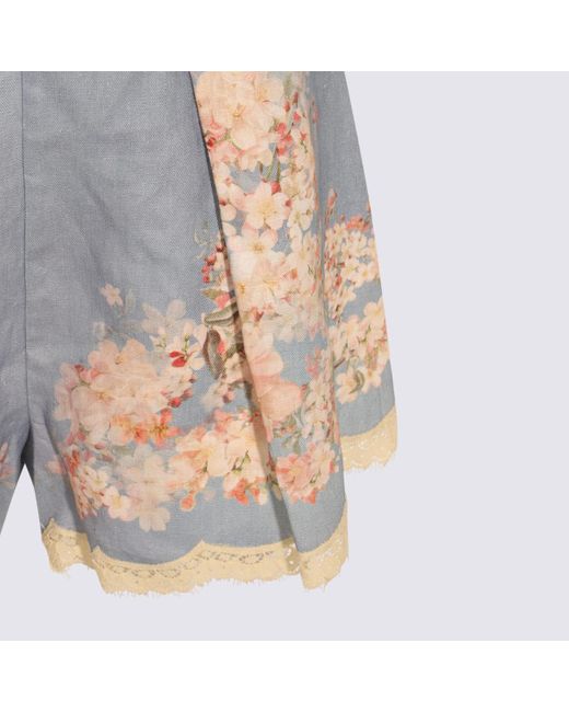 Zimmermann Blue Cascadian Tuck Light Ramie Shorts