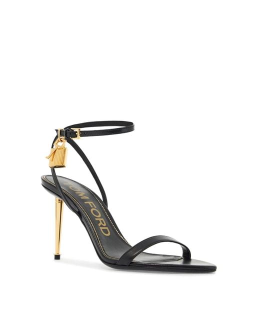 Tom Ford White Goat Leather Sandals With 10 Cm Stiletto Heel And Ankle Strap