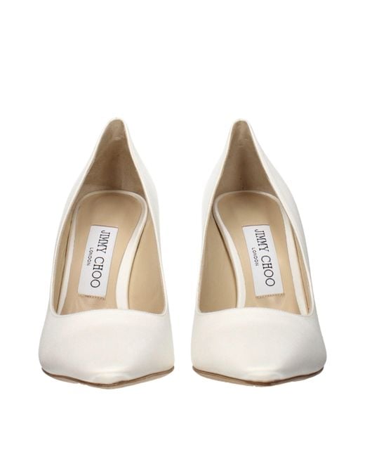 Jimmy Choo White Satin Platform Pumps