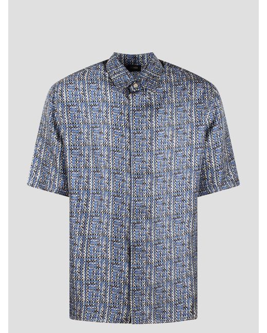Fendi Blue Ff Silk Shirt for men