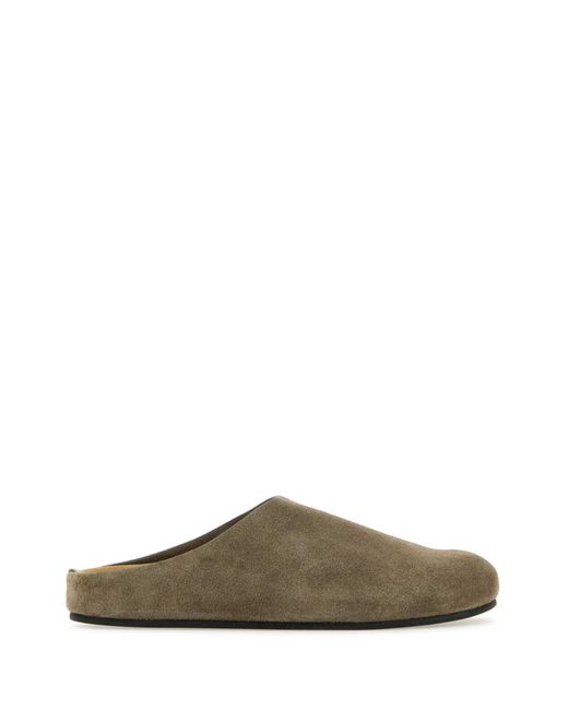 The Row Green Dove Grey Suede Hugo Slippers