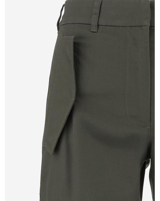 Burberry Gray Cotton Cargo Pants With Checked Trim