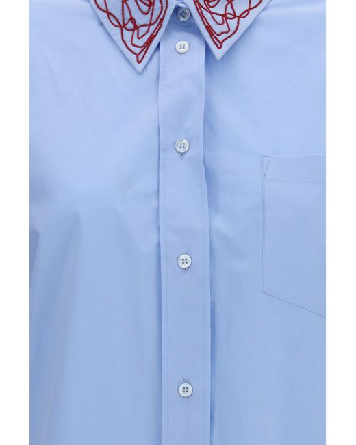 Fabiana Filippi Blue Boyfriend Poplin Shirt