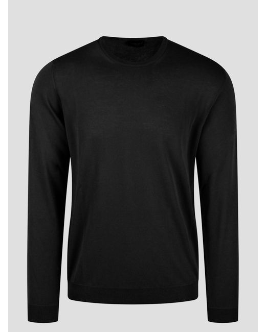 Roberto Collina Black Cotton Crewneck Sweater for men