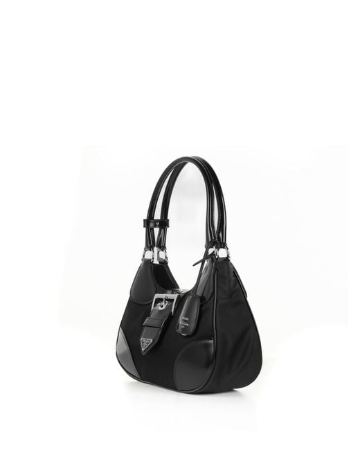 Prada Black Leather Shoulder Bag With Buckle