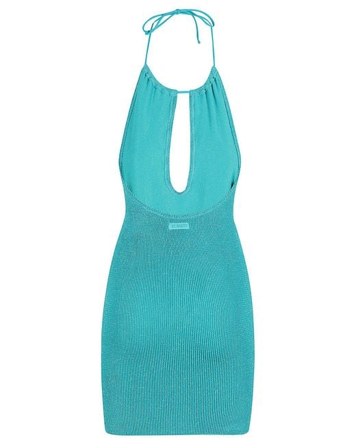 Mc2 Saint Barth Blue Crinkle One Piece With Central Drop