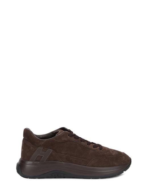 Hogan Brown Sneakers Suede Calfskin Trainers for men