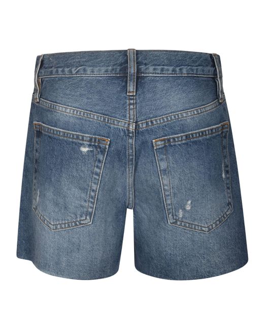 FRAME Blue Distressed Denim Shorts