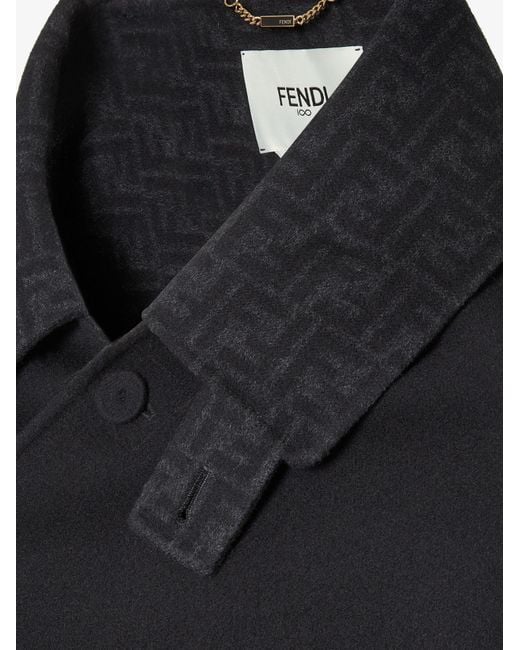 Fendi Black Wool And Silk Cape With Mother-Of-Pearl Buttons Virgin Capes
